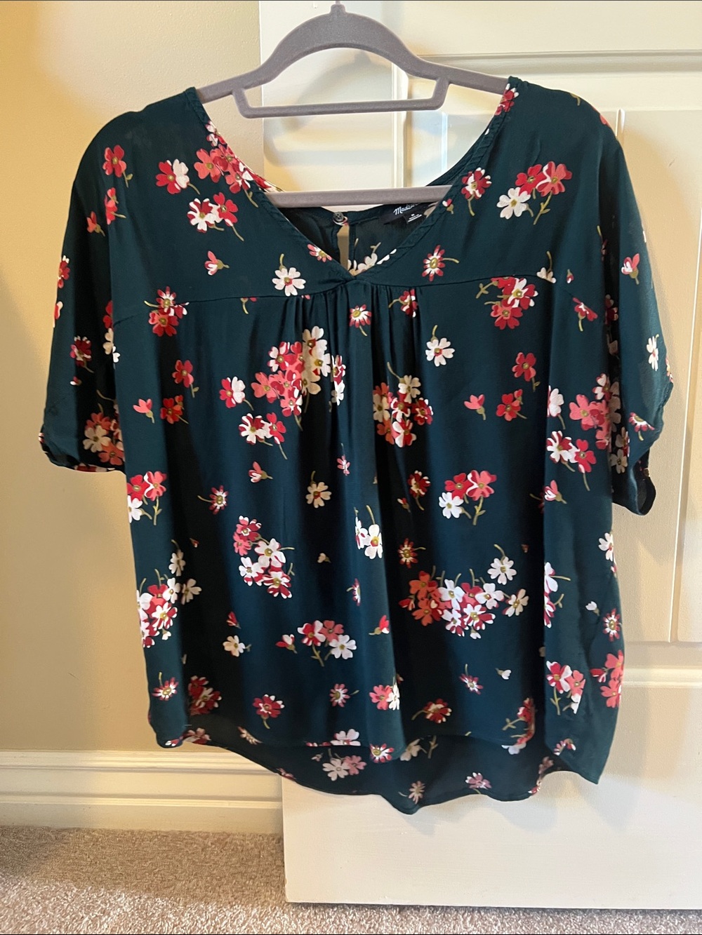 Madewell floral short sleeve blouse